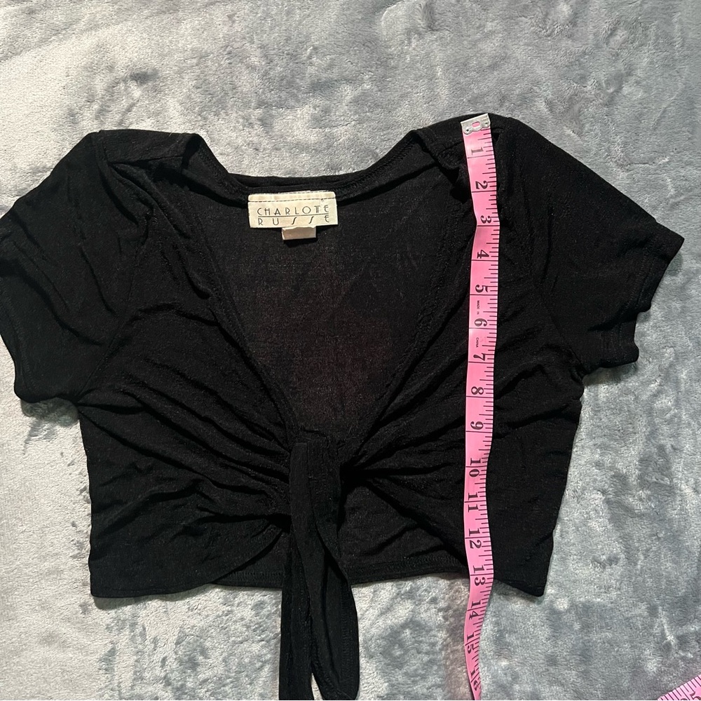 Charlotte Russe Black Tie-Front Top - Picture 6 of 6